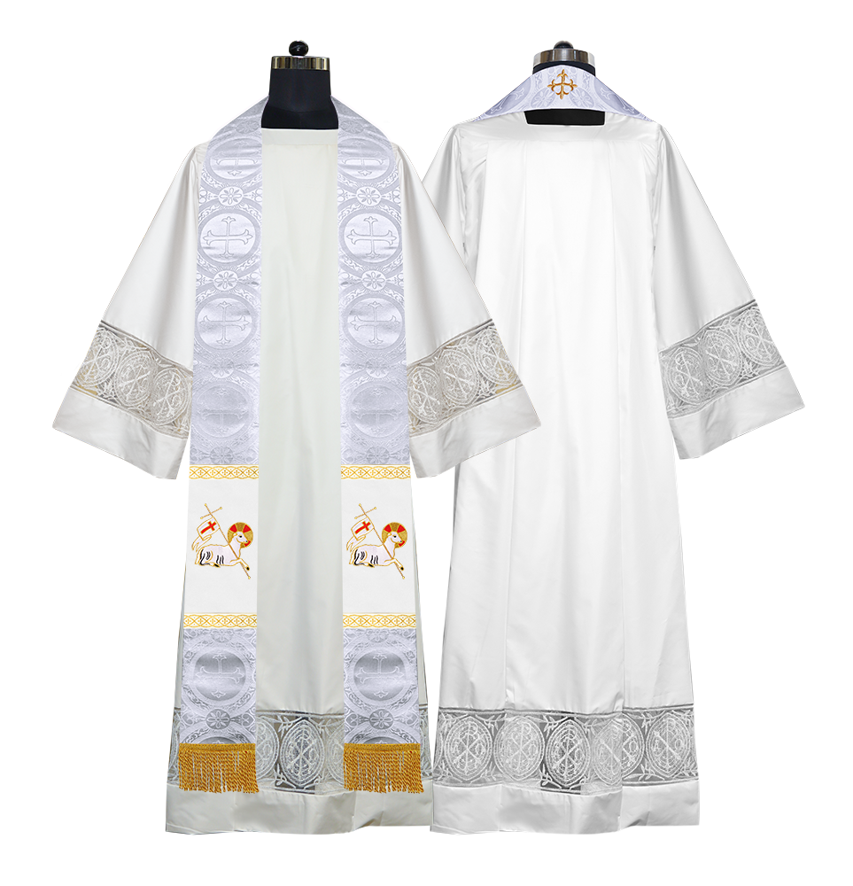 Embroidered Lamb Liturgical Clergy Stole