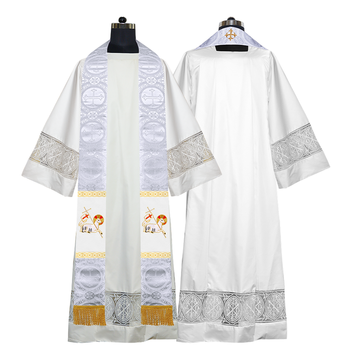 Embroidered Lamb Liturgical Clergy Stole
