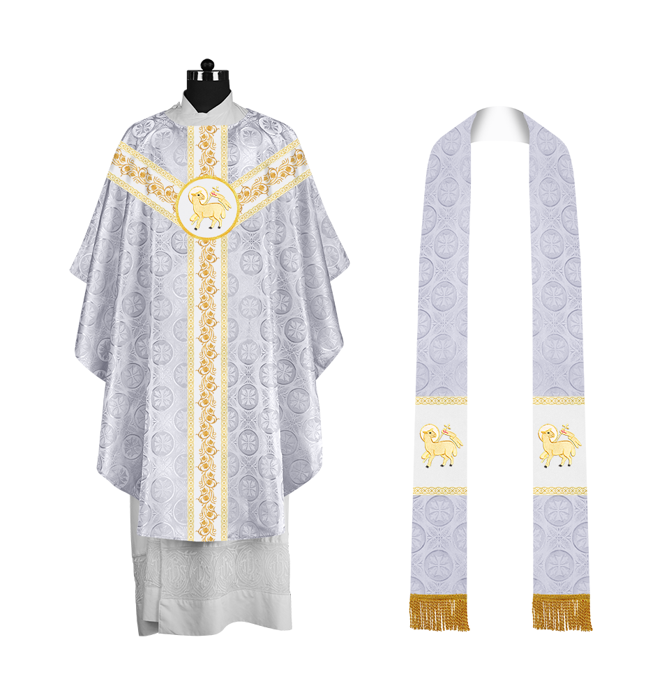 Priest Gothic Chasuble with Grapes Embroidered Orphrey
