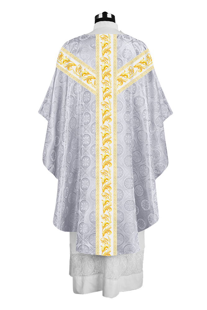 Premium Gothic Priest Chasuble with Embroidery Orphrey & Liturgical Motif