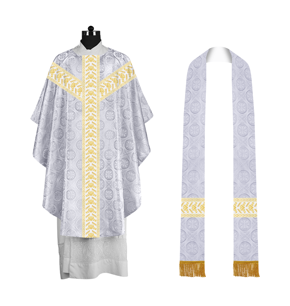 Liturgical Gothic Chasuble with Fine Embroidery Motif