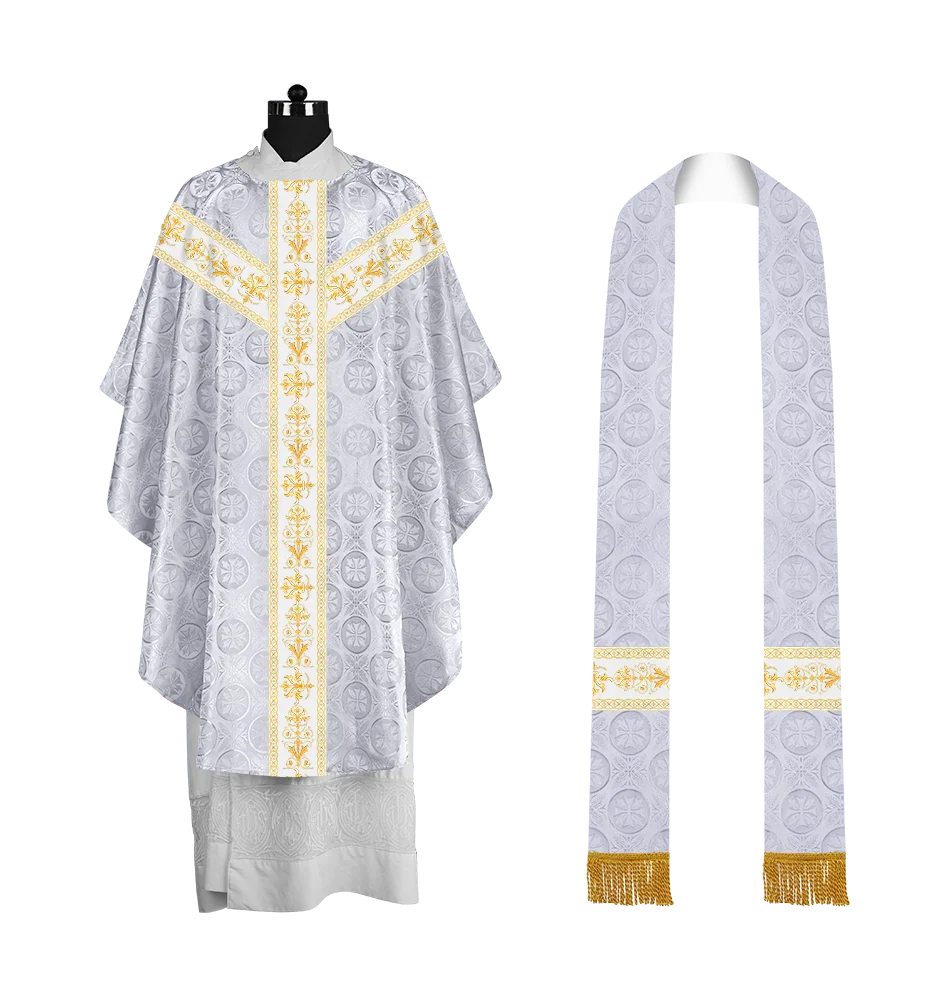 Elegant Gothic Chasuble with Embroidered Motif & Y-type Orphrey