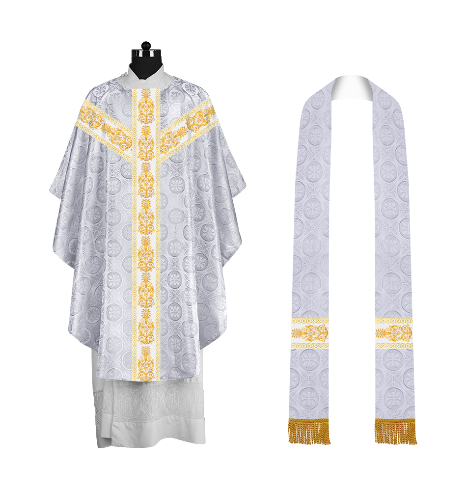Gothic Priest Chasuble with Ornate Y-type Embroidered Orphrey