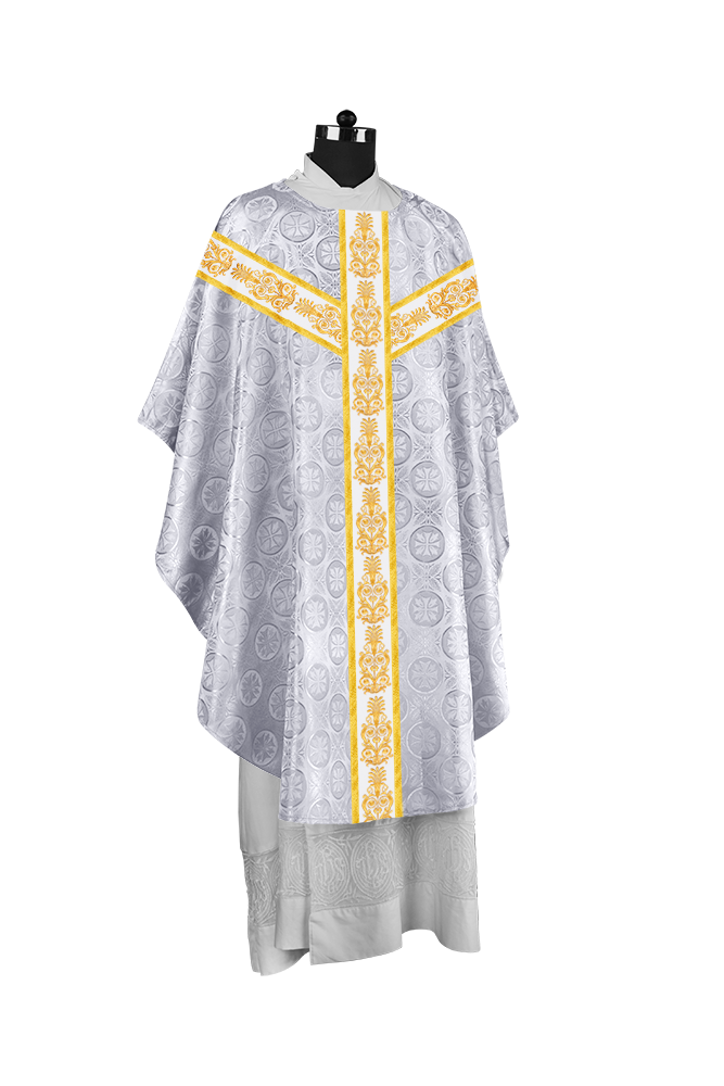 Handcrafted Gothic Chasuble with Traditional Embroidered Orphrey