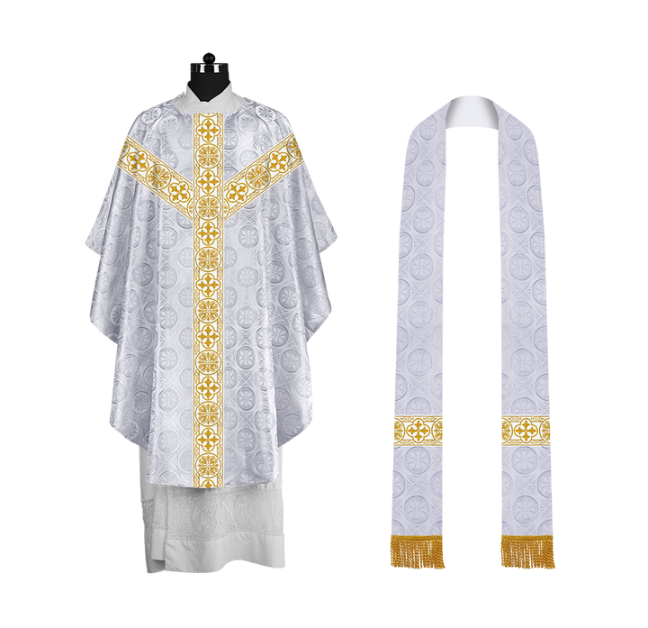 Priest Chasuble with Classic Braided Orphrey and Trims