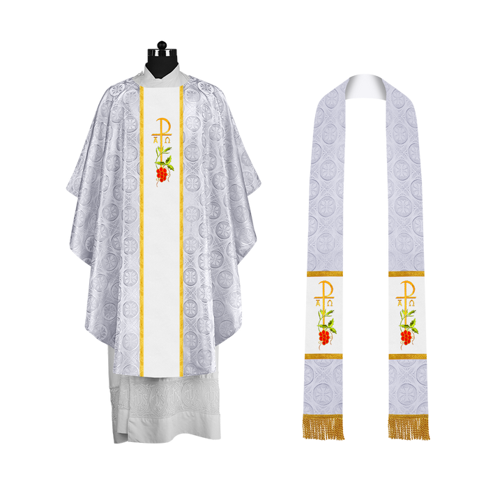 Gothic Chasuble with Elegant Embroidered Liturgical Motif