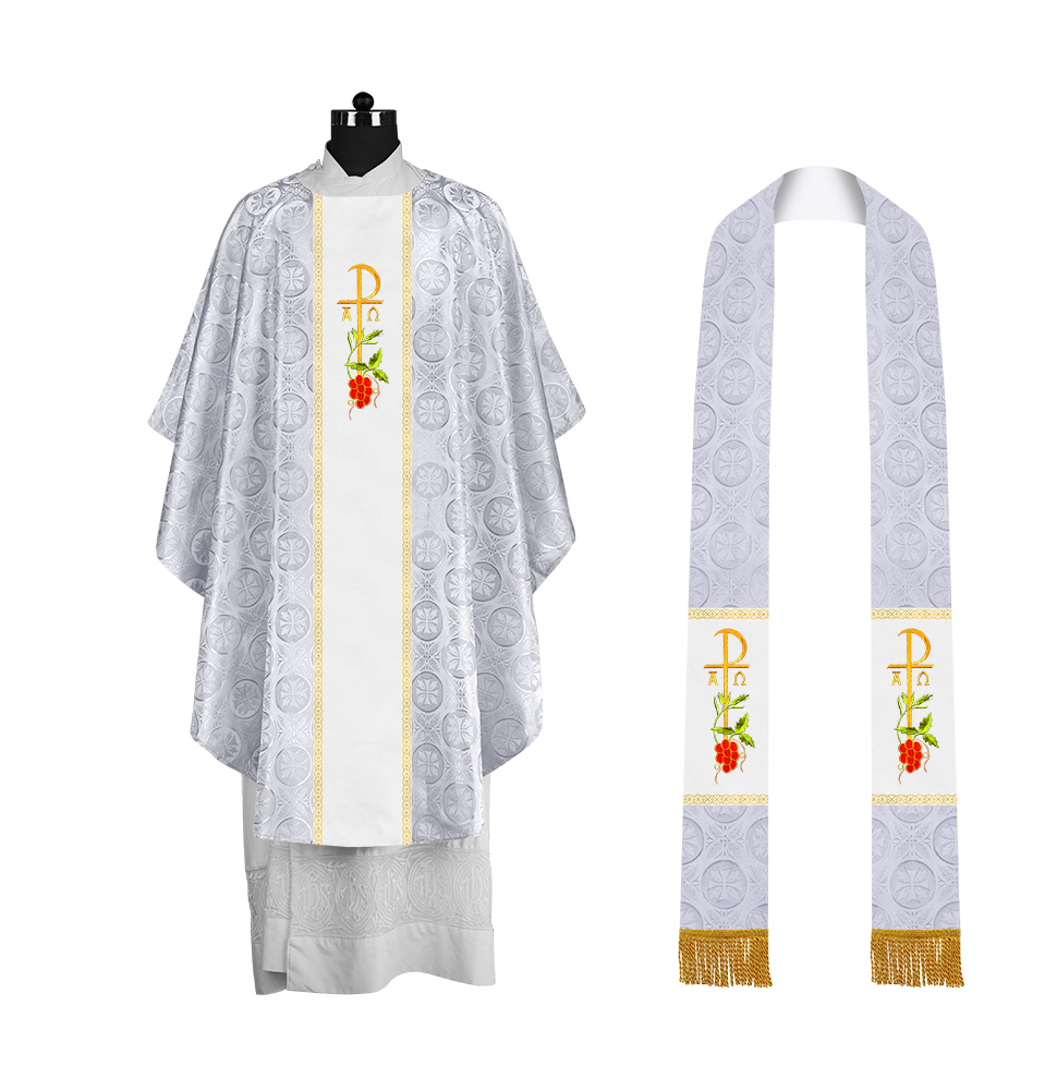 Premium Gothic Chasuble Adorned with Embroidered Motif
