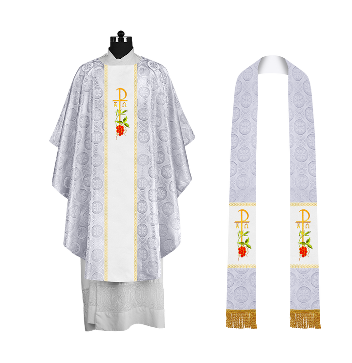 Premium Gothic Chasuble Adorned with Embroidered Motif