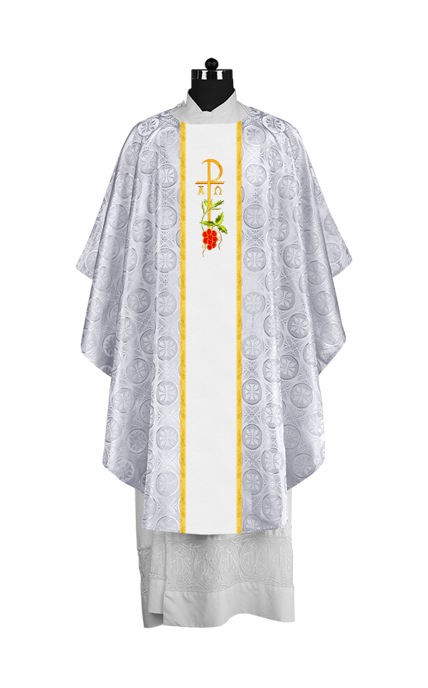 Gothic Chasuble with Elegant Embroidered Liturgical Motif