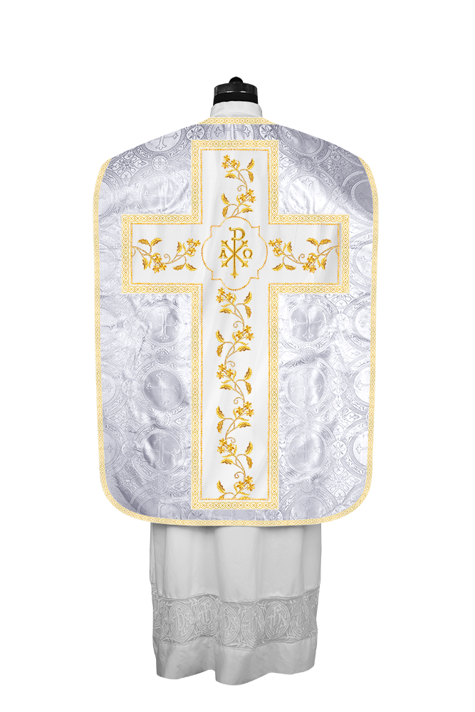 Roman Chasuble vestment with Floral Design and Trims