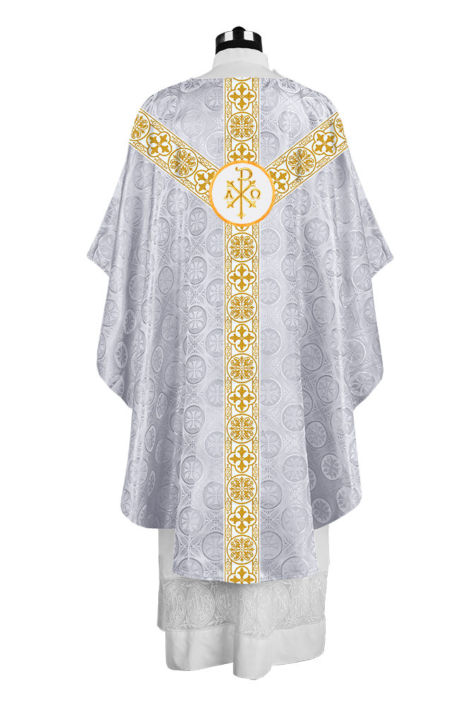 Priest Chasuble with Classic Braided Orphrey and Trims
