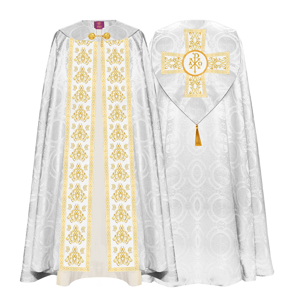 GOTHIC COPE VESTMENTS WITH LITURGICAL EMBROIDERY AND TRIMS