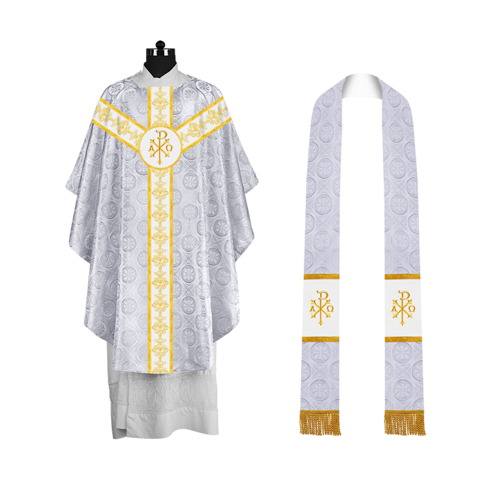 Priest Chasuble Vestment with Liturgical Embroidered Motif