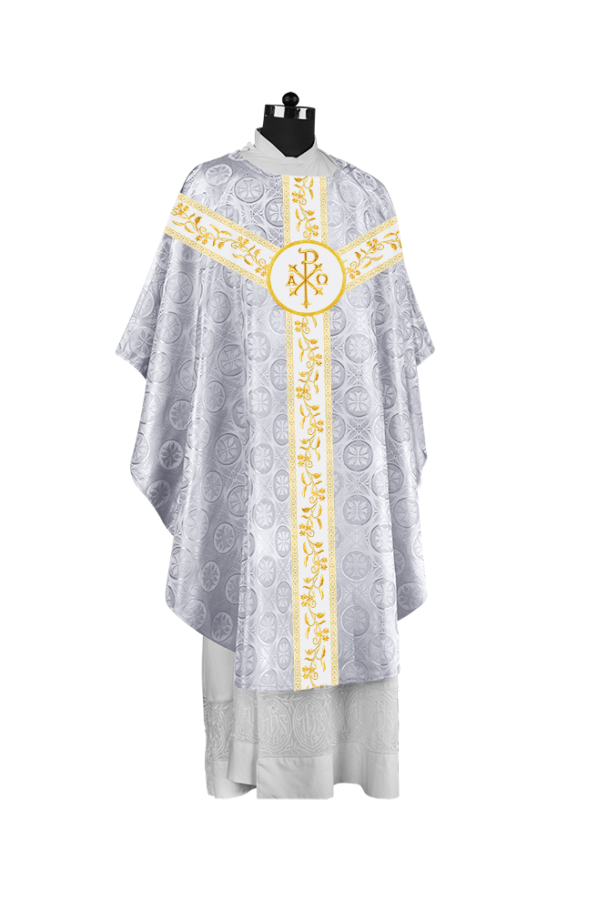 Traditional Gothic Chasuble Vestment with Floral Embroidery & Trims