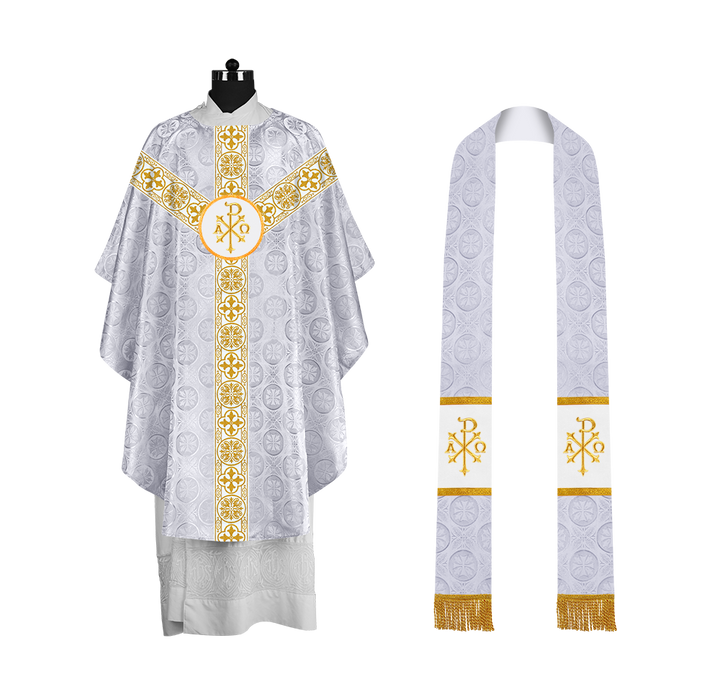 Priest Chasuble with Classic Braided Orphrey and Trims