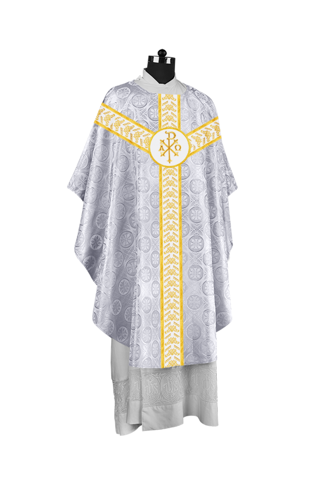 Traditional Gothic Chasuble Vestment with Embroidered Orphrey