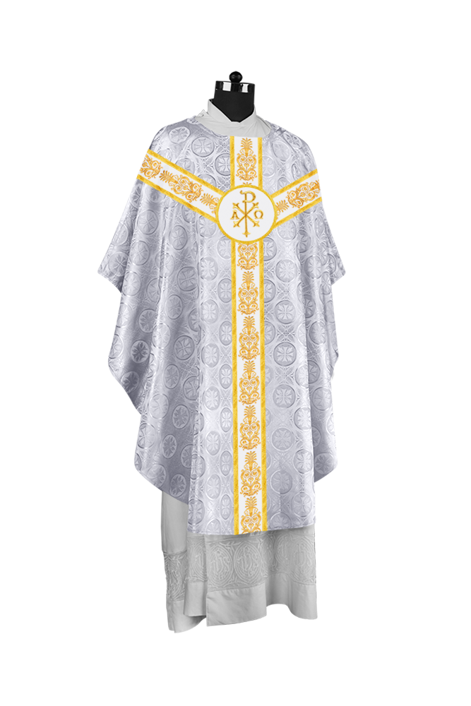 Handcrafted Gothic Chasuble with Traditional Embroidered Orphrey