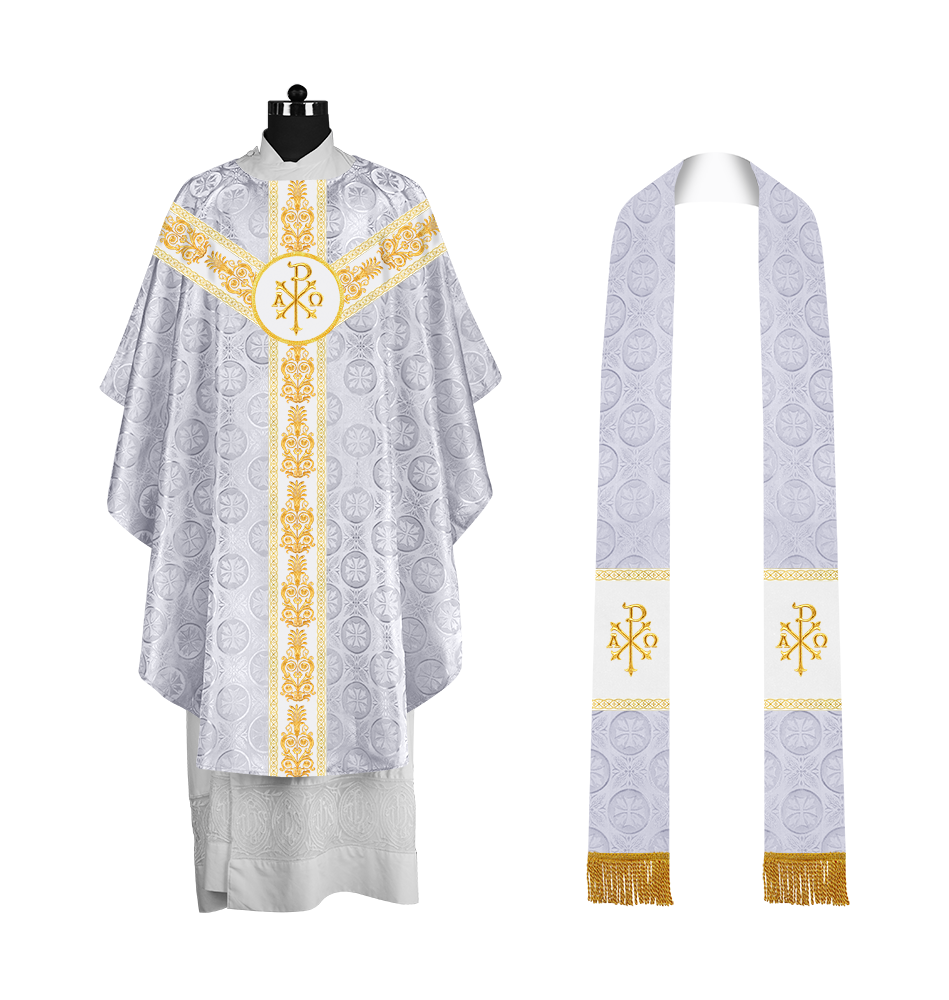 Gothic Priest Chasuble with Ornate Y-type Embroidered Orphrey