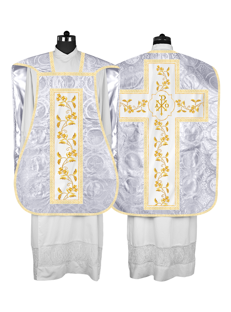 Roman Chasuble vestment with Floral Design and Trims