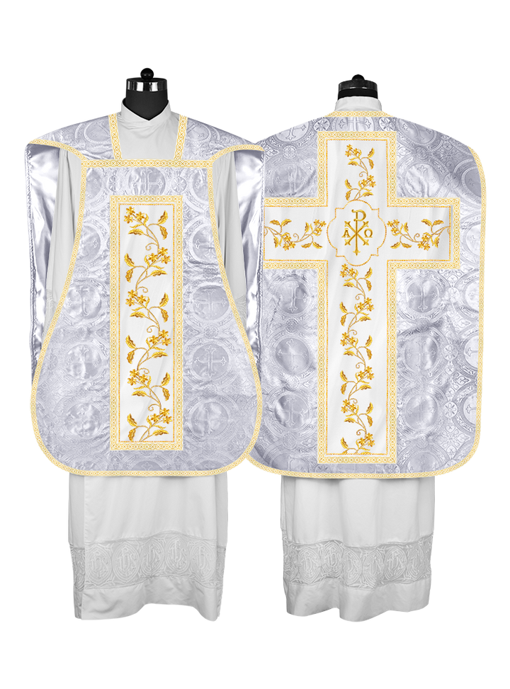 Roman Chasuble vestment with Floral Design and Trims