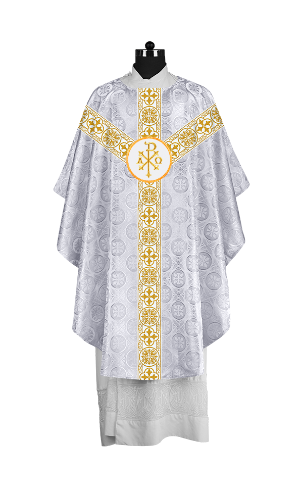 Priest Chasuble with Classic Braided Orphrey and Trims