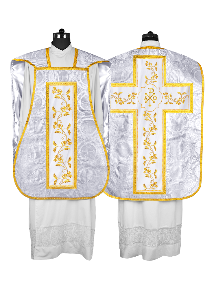 Elegant Roman chasuble vestment - Floral collection