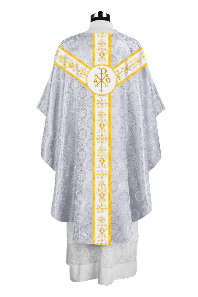 Ornate Priest Chasuble Vestment with Liturgical Embroidered Trims