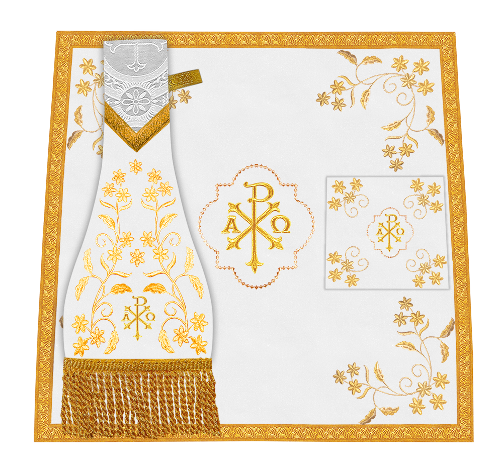 Beautiful mass set with golden embroidery - Floral collection