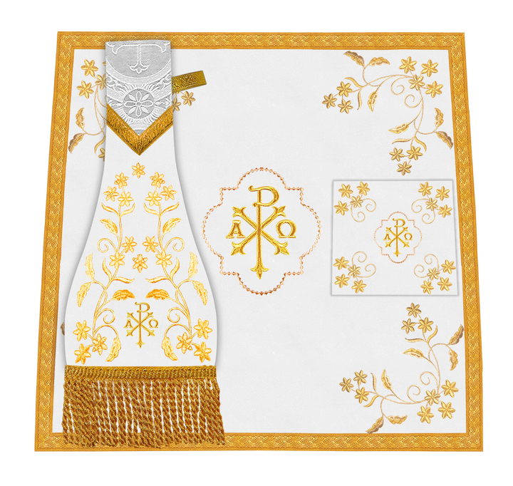 Beautiful mass set with golden embroidery - Floral collection