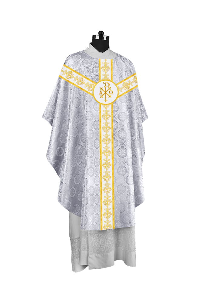 Priest Chasuble Vestment with Liturgical Embroidered Motif