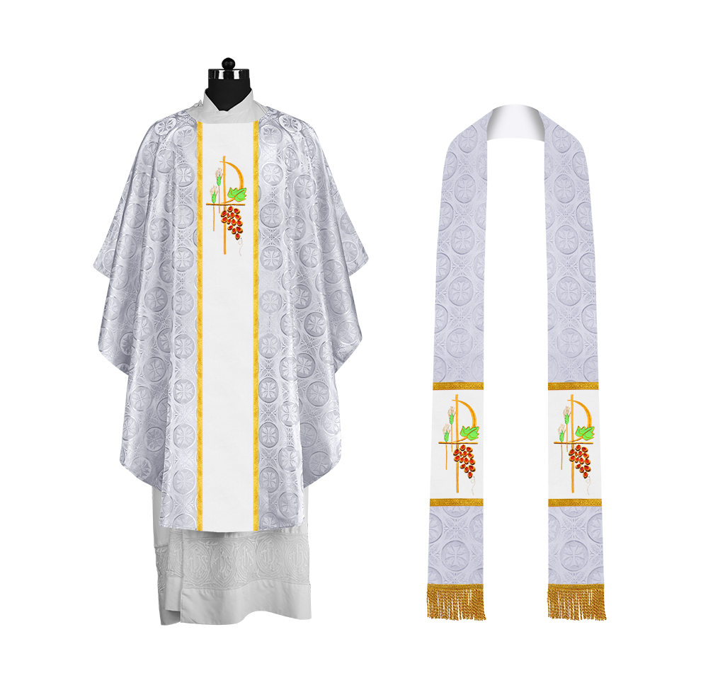 Gothic Chasuble with Elegant Embroidered Liturgical Motif