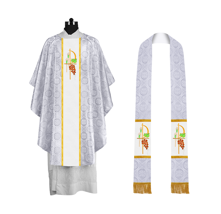 Gothic Chasuble with Elegant Embroidered Liturgical Motif
