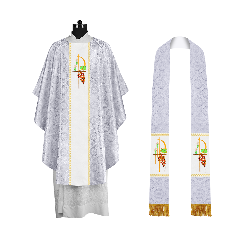 Premium Gothic Chasuble Adorned with Embroidered Motif