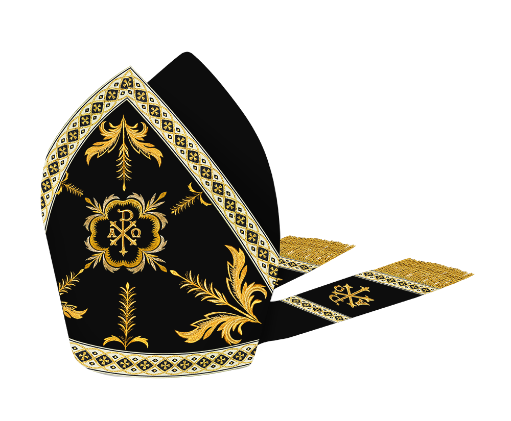 Mitre with Adorned Embroidery Motif and Trims