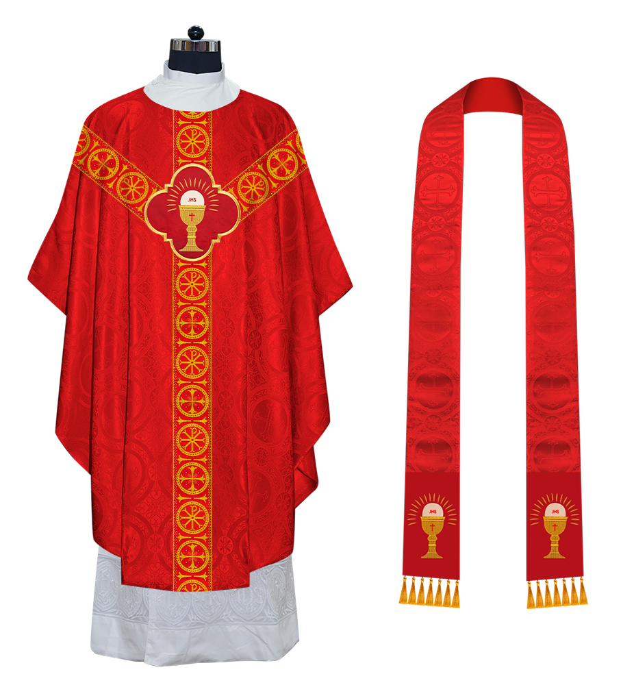 Gothic Chasuble Vestment with Y Type Braided Orphrey