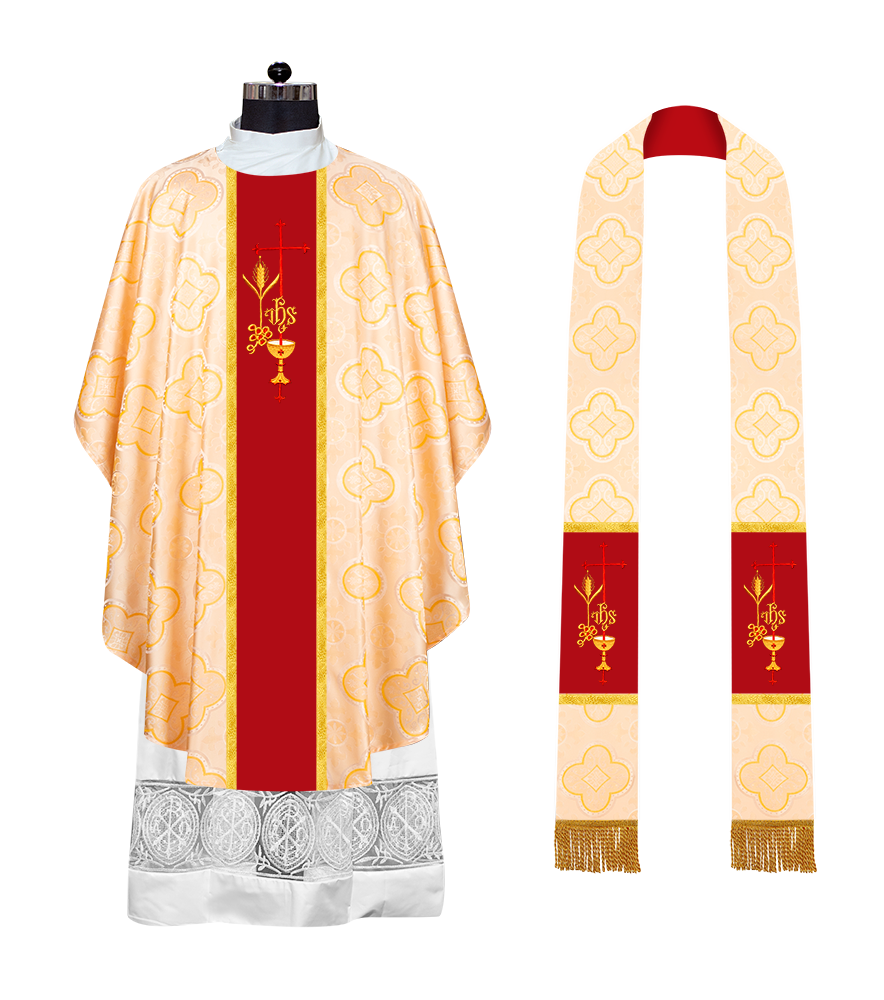 Gothic chasuble vestment - Eucharistic IHS