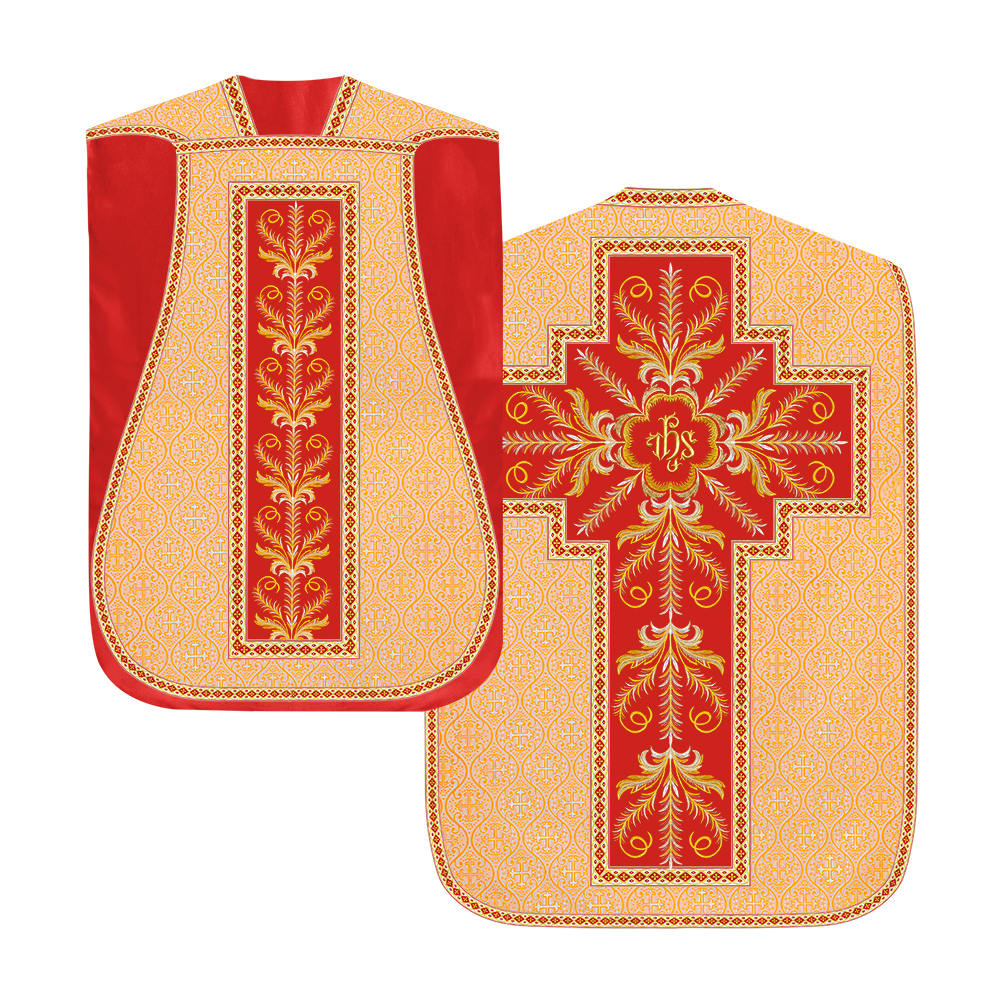 Roman Chasuble Vestment with Detailed Orphrey