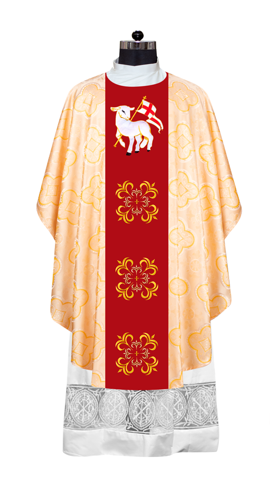 GOTHIC CHASUBLE VESTMENT EMBELLISHED WITH LITURGICAL MOTIFS