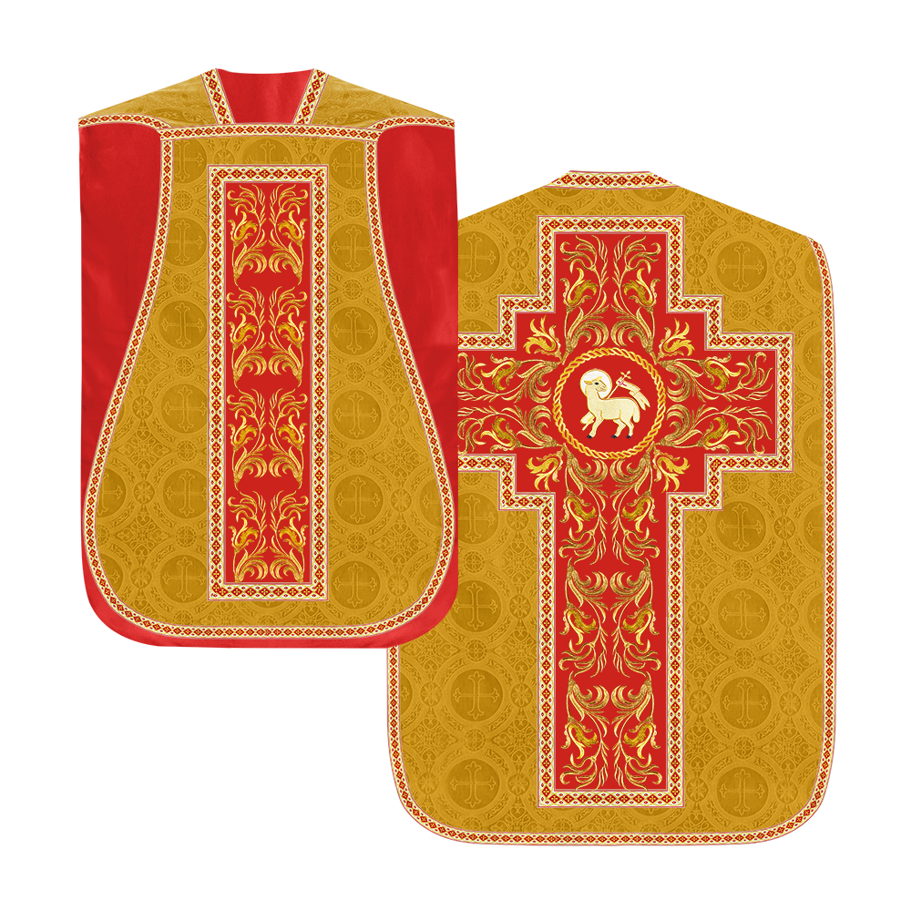 Roman Chasuble Vestment  with Woven Braids and Trims