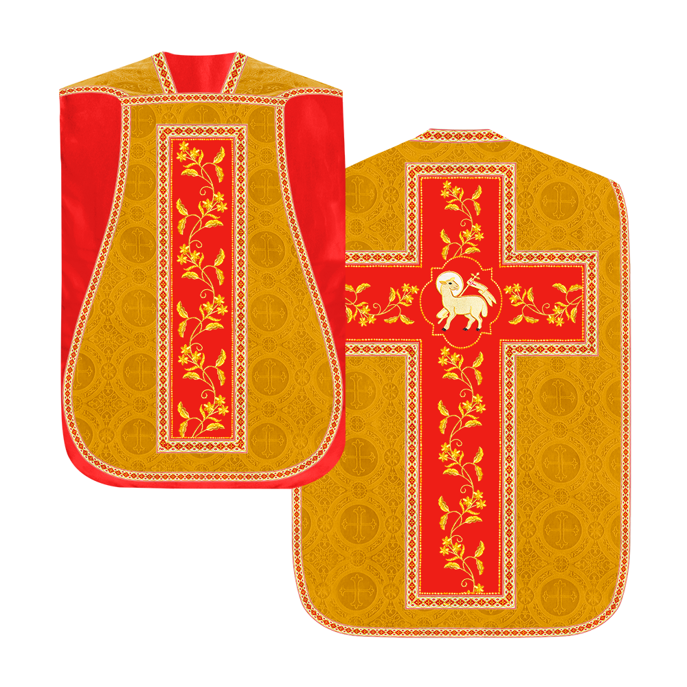 Roman Chasuble vestment with Floral Design and Trims