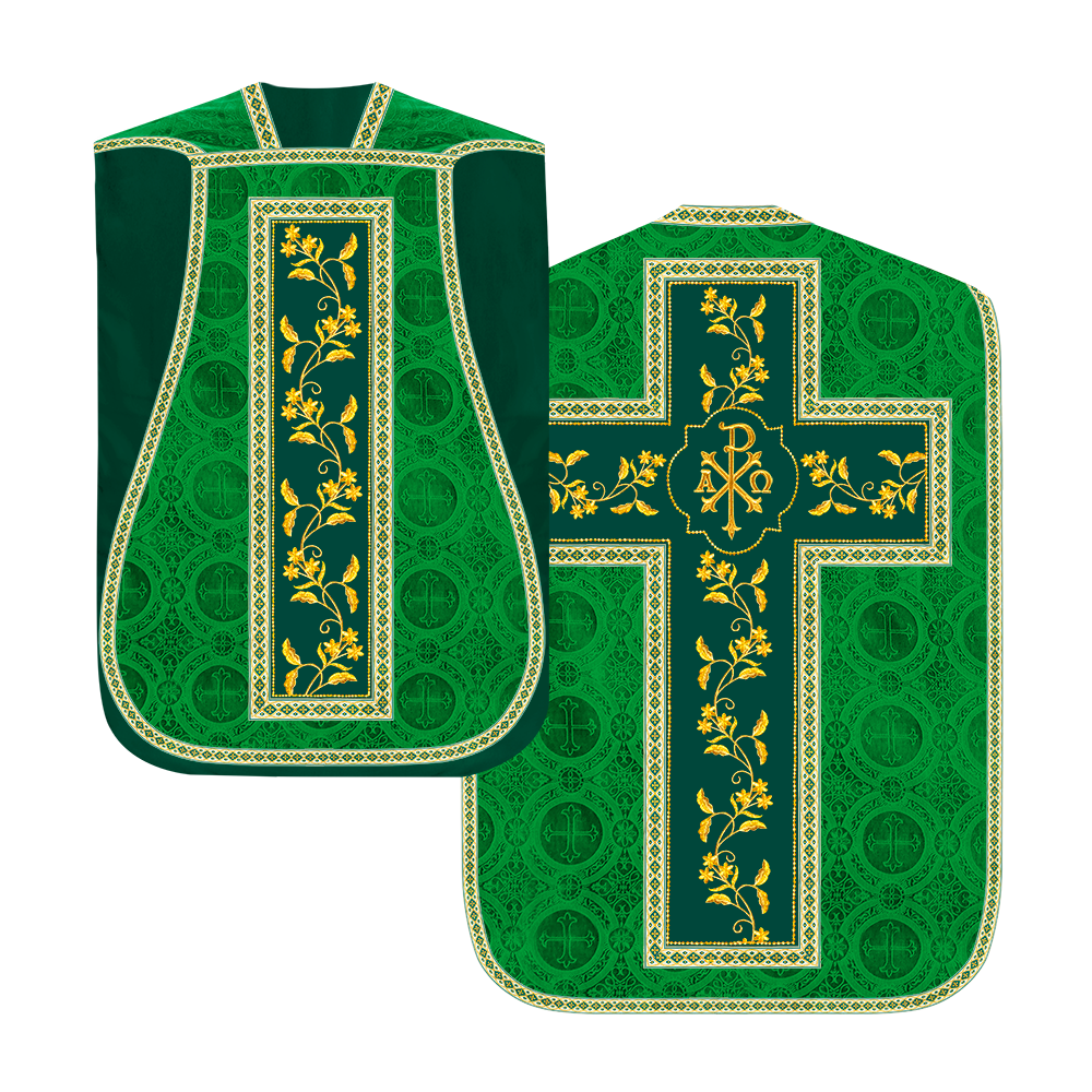 Roman Chasuble vestment with Floral Design and Trims