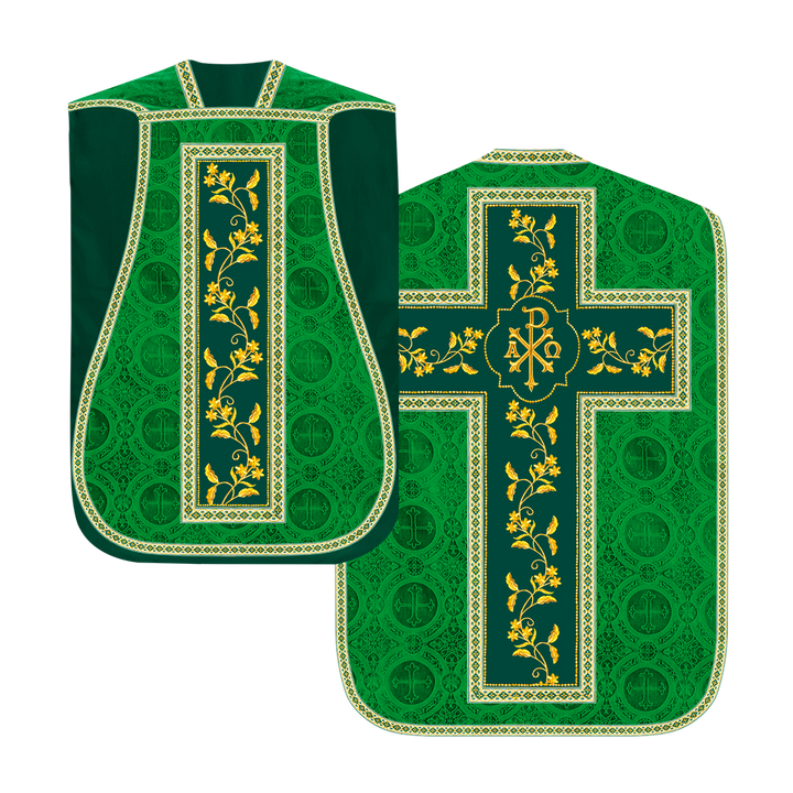 Roman Chasuble vestment with Floral Design and Trims