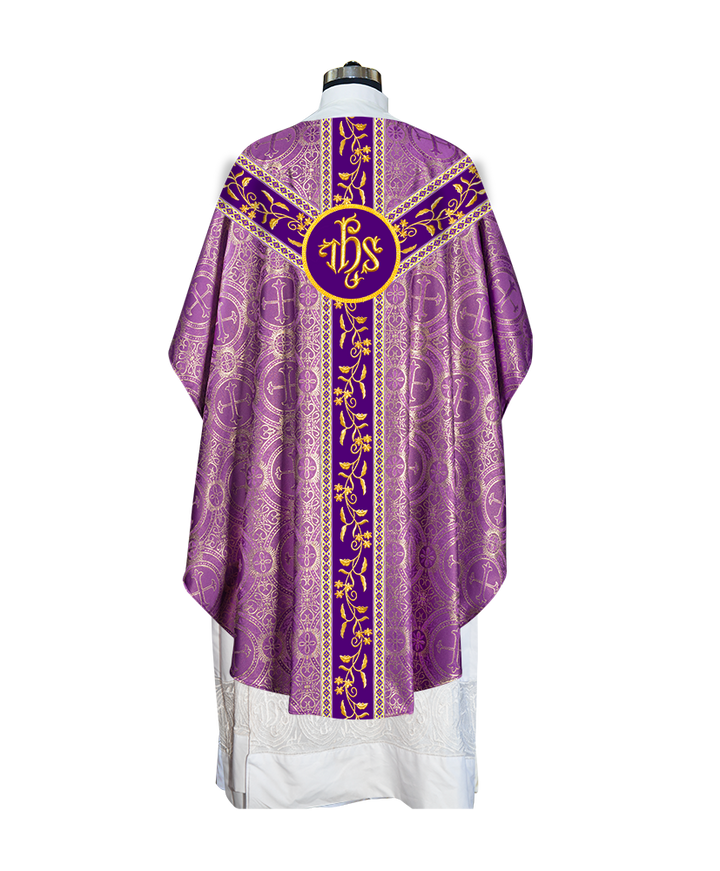 GOTHIC CHASUBLE VESTMENTS WITH FLORAL DESIGN AND TRIMS