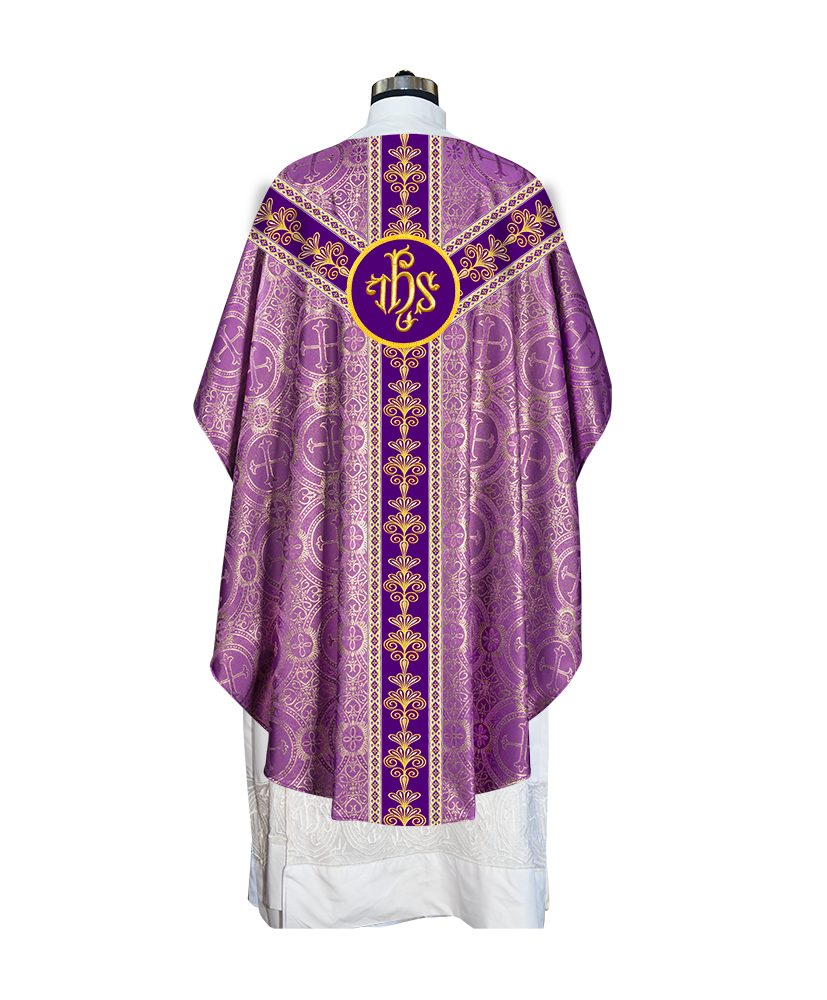 GOTHIC CHASUBLE VESTMENTS WITH LITURGICAL MOTIFS AND TRIMS