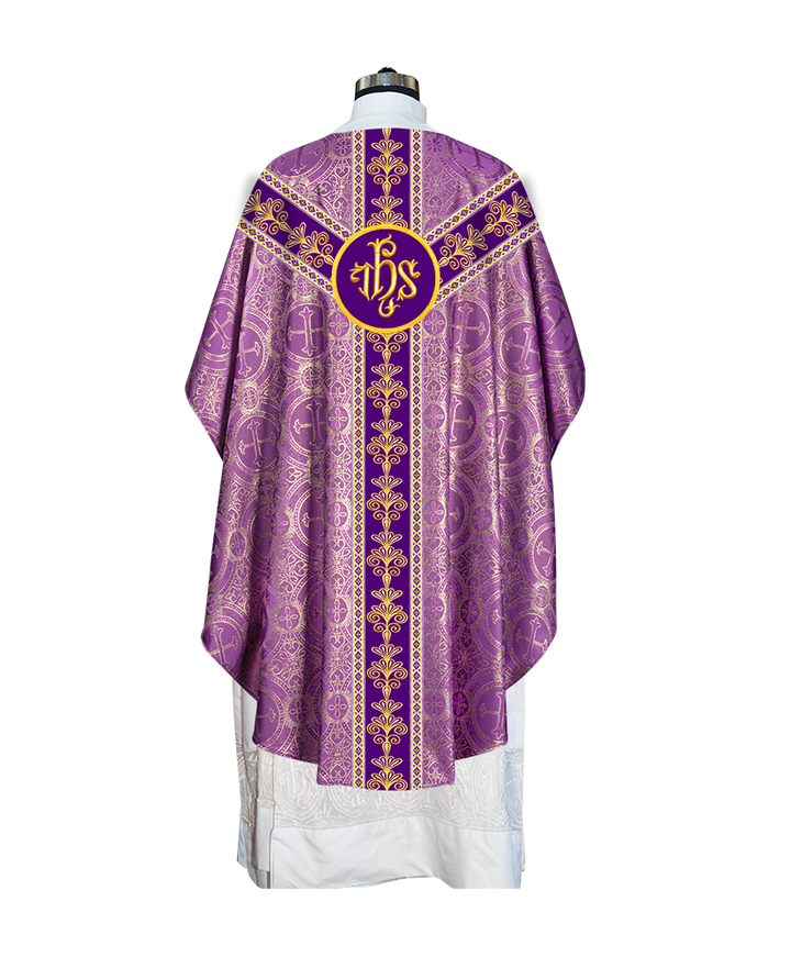 GOTHIC CHASUBLE VESTMENTS WITH LITURGICAL MOTIFS AND TRIMS