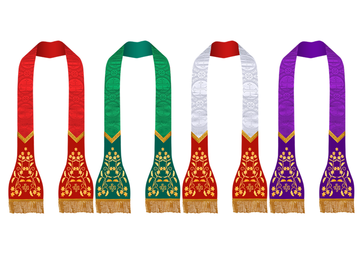 SET OF 4 ROMAN STOLE WITH FLORAL DESIGN