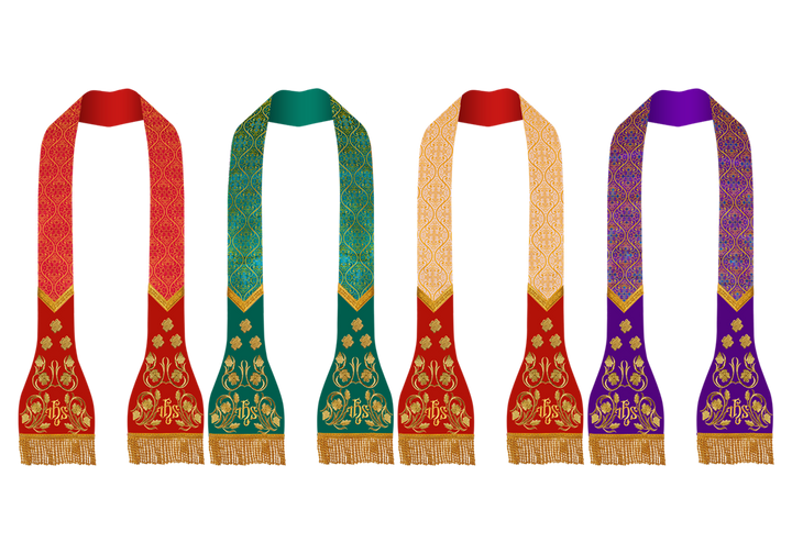 SET OF 4 ROMAN STOLE WITH GRAPES EMBROIDERY