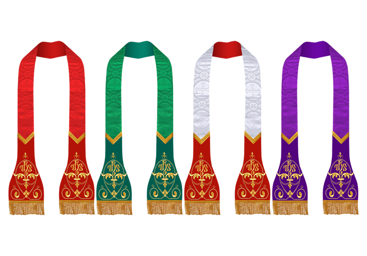 SET OF 4 LITURGICAL STOLE WITH EMBROIDERED MOTIF