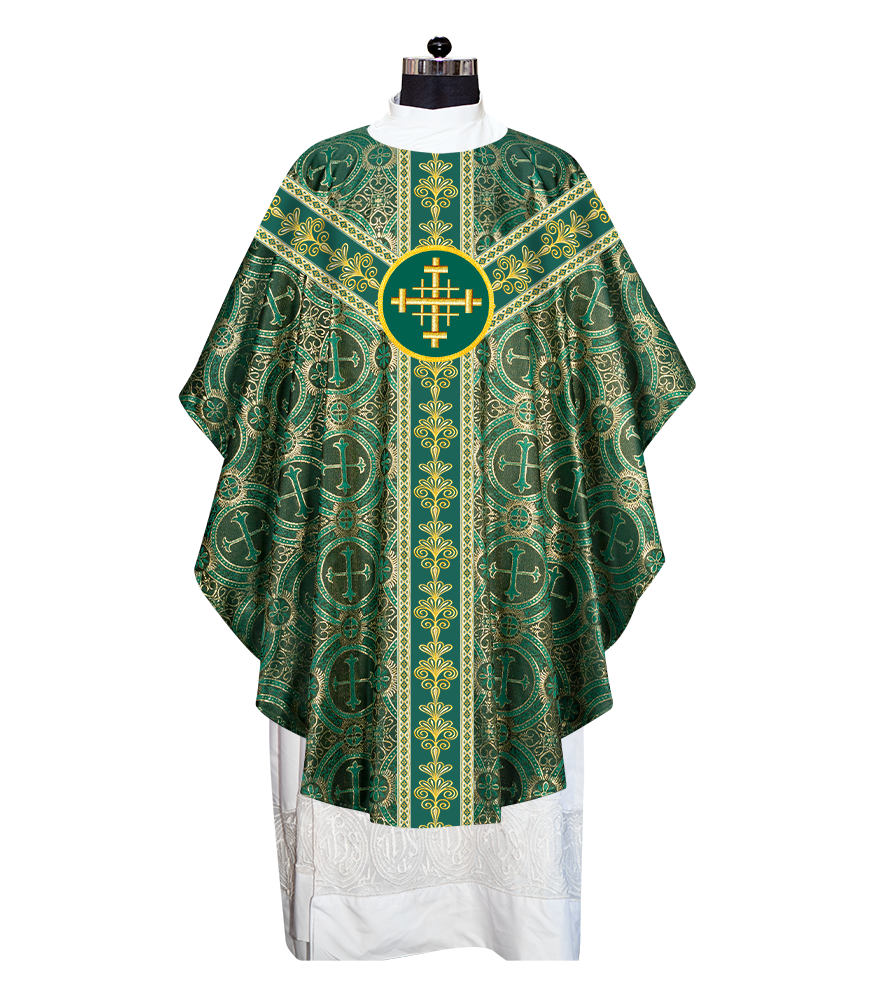 GOTHIC CHASUBLE VESTMENTS WITH LITURGICAL MOTIFS AND TRIMS