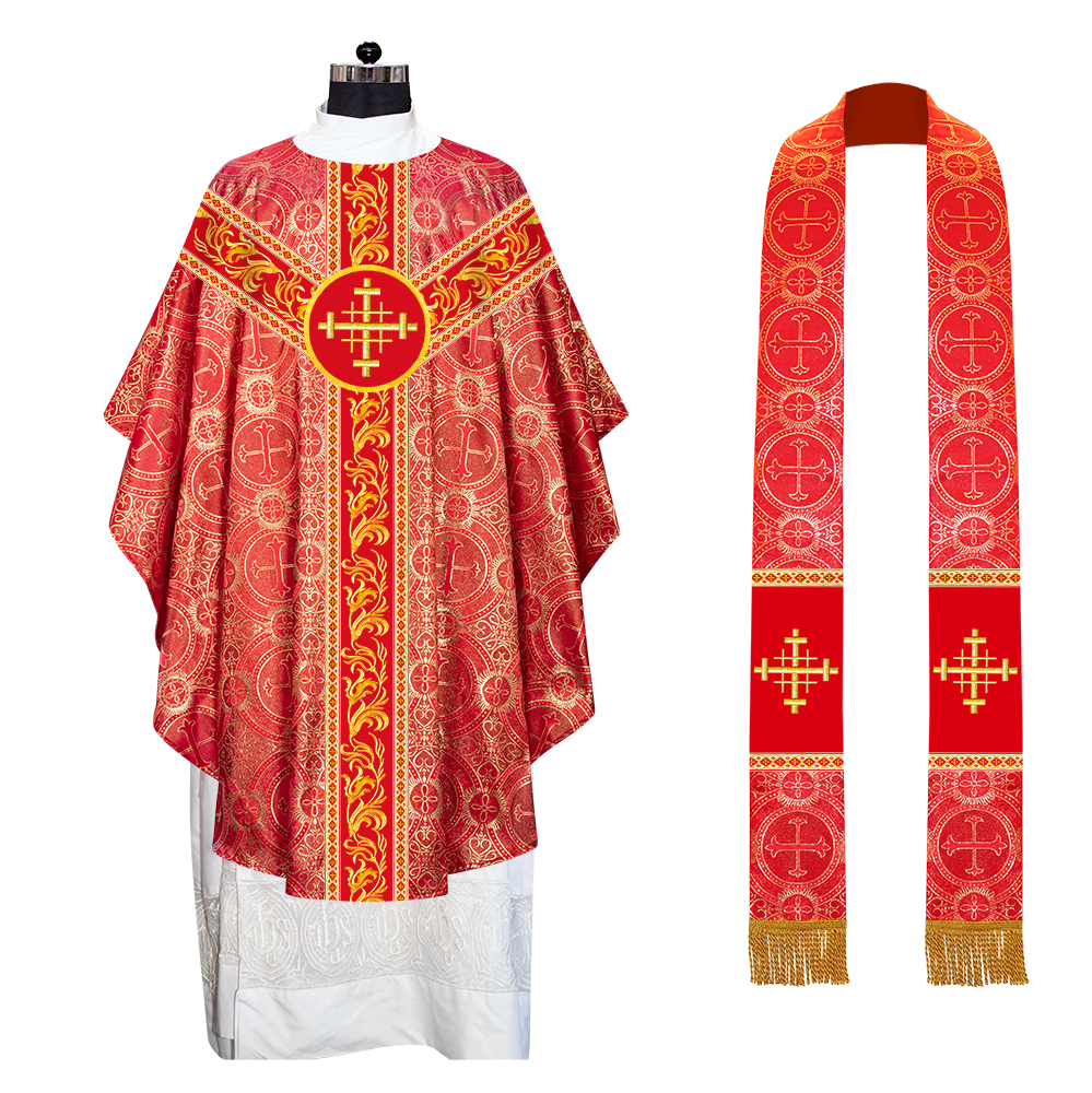 GOTHIC CHASUBLE VESTMENTS WITH ORNATE EMBROIDERY AND TRIMS